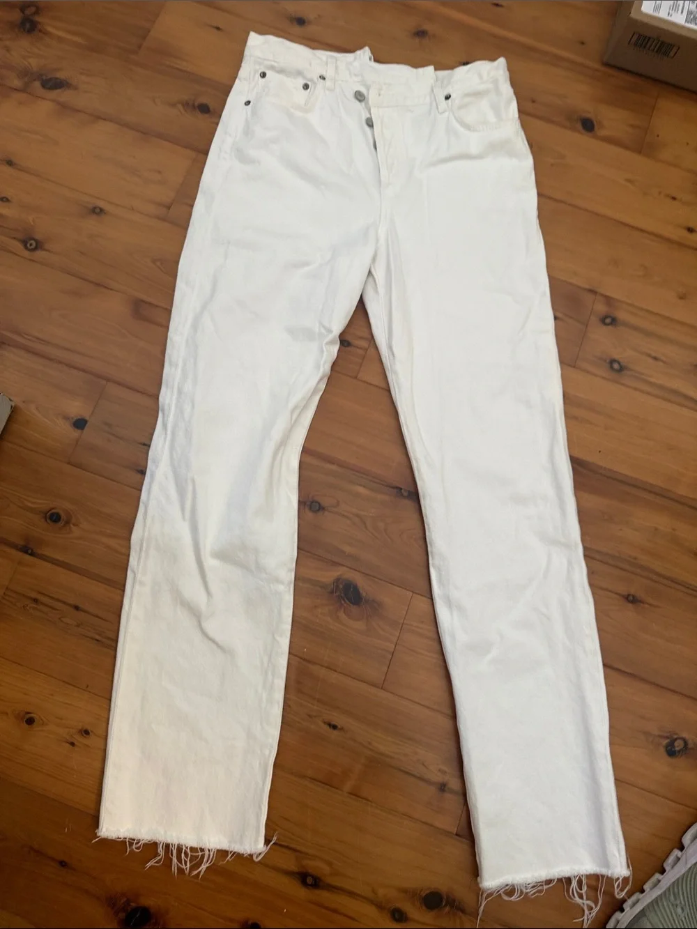 Agolde White High-Rise criss cross Denim Jeans